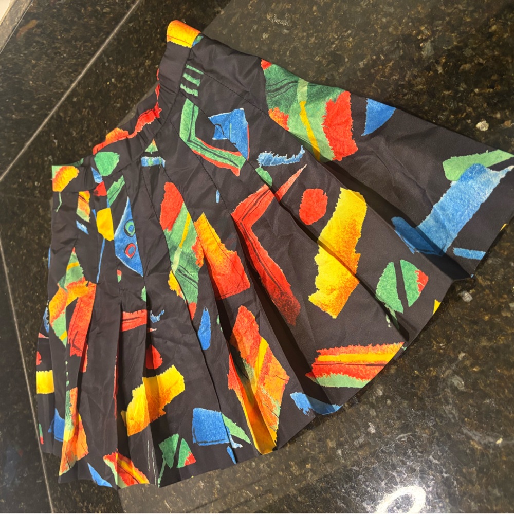 LILY’S OF BEVERLY HILLS Vintage Colorful Abstract Women's Pleated Skirt